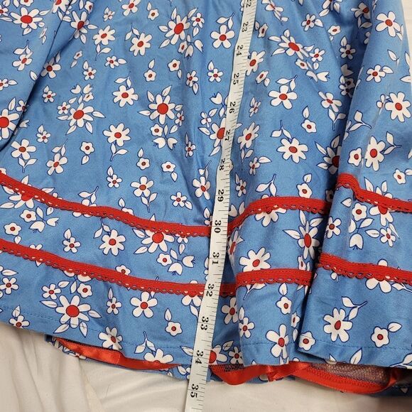 VOODOO VIXEN dress blue daisy floral corset lace up circle pinup S - Picture 13 of 14